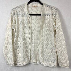 Vintage 60s Glentex‎ Knit Grandma Open Cardigan Womens M Cottage Modest Dainty